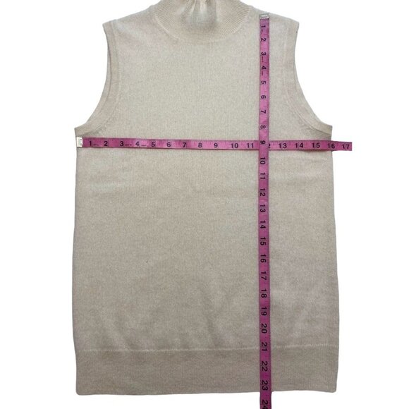 C by Bloomingdales Cashmere Ivory Mock Neck Sleeveless Sweater Sz Small *FLAW* - Picture 6 of 7
